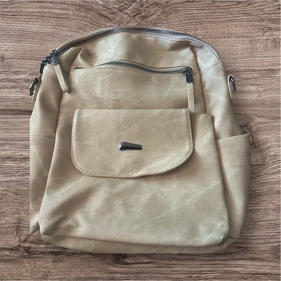 Convertible Backpack Shoulder Bag Crossbody Bag Purse Beige‎ - Picture 1 of 2
